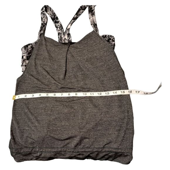 LuluLemon Women's Top Rest Less #W1G47S Tank Size 8 Heathered Black + Flowabunga - Picture 10 of 14